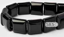 Black Onyx 12x12 2-Hole Gemstone Beads (16" strand)