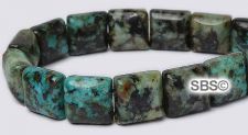 African Turquoise 10x10 2-Hole Gemstone Beads (16" strand)