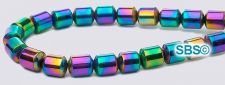 Hematite Beads 4x4 Drum RAINBOW COLOR (non-magnetic)