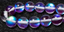Mermaid Glass Beads - 8mm Round Purple AB