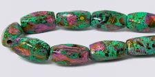 Picasso Magnetic Hematite Beads 5x11 (4-sided) Swirl - Turquoise