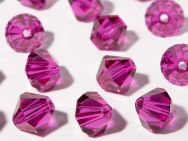 Preciosa Crystal 6mm Bicone Beads - Fuchsia (18) count