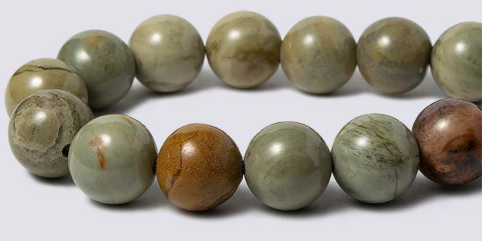 1 Strand of 8mm Round Semiprecious Gemstone Beads - Green Jasper