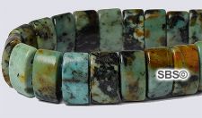 African Turquoise 6x12 2-Hole Gemstone Beads (16" strand)