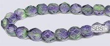 Fire polished 6mm Round Beads - Blueberry / Green Tea