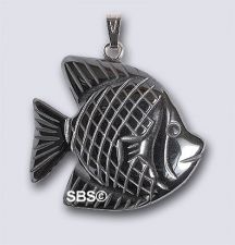 Hematite Fish 30x30 (silver plated bezel)