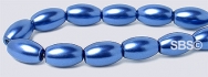 Pearl Magnetic Hematite Beads 5x8 Rice-Lapis Blue