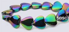 Rainbow Magnetic Hematite Beads 8mm Heart