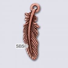 TierraCast Small Feather Charm "Copper Antique"