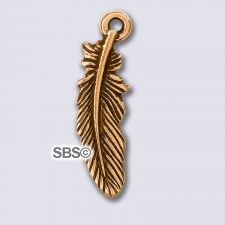 TierraCast Small Feather Charm "Gold Antique"