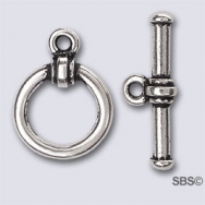 TierraCast Bar & Ring Clasp "Silver Antique"