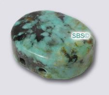 African Turquoise 12mm x 15mm Flat Oval 2-Hole Gemstone Beads (12)