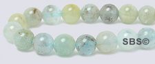 Aquamarine Tricolor Gemstone Beads - 6mm Round