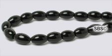 Black Onyx Gemstone Beads - 4mm x 6mm Rice/melon