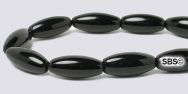 Black Onyx Gemstone Beads - 5mm x 12mm Rice/melon