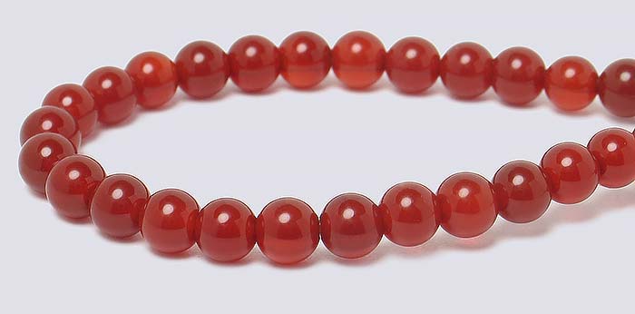 Carnelian Red Agate Beads - 6mm Round