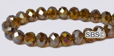 Chinese Crystal 6mm Rondel Beads - Dark Topaz AB Luster