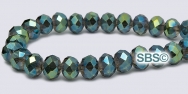 Oriental Crystal 6mm Rondel Beads - Green Iris