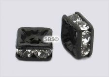 Square Crystal Rhinestone Rondels 4.5mm Black (1)