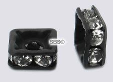 Square Crystal Rhinestone Rondels 6mm Black (1)