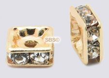 Square Crystal Rhinestone Rondels 6mm Gold (1)