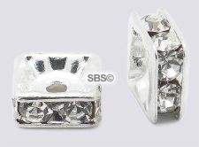 Square Crystal Rhinestone Rondels 6mm Silver (1)