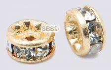 Crystal Rhinestone Rondels 4.5mm Gold (1)