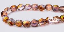 Fire Polished 6mm Round Beads - Amethyst Crystal Luster