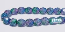 Fire polished 6mm Round Beads - Blue Purple Crackle