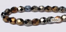 Fire polished 6mm Round Beads - Brown Iris