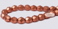 Fire polished 6mm Round Beads - Copper Metallic / Matte