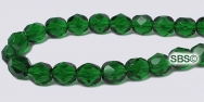 Fire polished 6mm Round Beads - Green Emerald