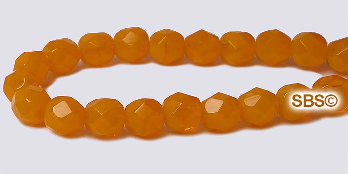 Yellow Opal, Czech Fire Polished Round Faceted Glass Beads, 6mm