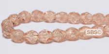 Fire polished 6mm Round Beads - Rose Crackle