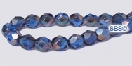 Fire polished 6mm Round Beads - Sapphire/Celsian