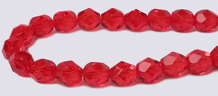 Siam Red Czech Glass Beads, 8mm Round