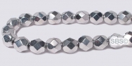 Fire polished 6mm Round Beads - Silver Metallic 1/2 Coat