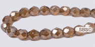 Fire polished 6mm Round Beads - Smoky Topaz Luster