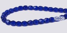 Fire polished 4mm Round Beads - Cobalt