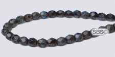 Fire polished 4mm Round Beads - Sapphire / Picasso