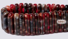 Czech 5x15 2-Hole Bar Beads - Red w Black Swirl