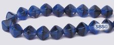 Czech 6x6 Diamond Beads - Blue / Black Swirl