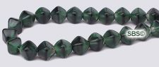 Czech 6x6 Diamond Beads - Green / Black Swirl