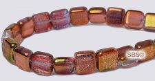 Czech 6mm Flat Square Beads - Amethyst / Crystal Luster