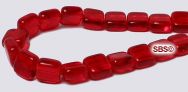 Czech 6mm Flat Square Beads - Siam / Ruby