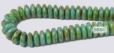 Czech 6mm Rondel Beads - Turquoise Picasso