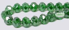 Rosebud Fire Polished Beads 6mm - Emerald-Luster