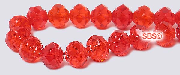 Rosebud Fire Polished Beads 6mm Light Siam 5783