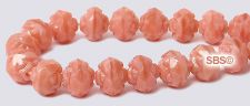 Rosebud Fire Polished Beads 6mm - Pink Coral