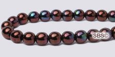 Czech 6mm Round Beads - Amethyst / Metallic Luster